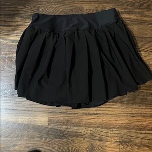 Black Pleated Athletic Skirt with Built-In Shorts